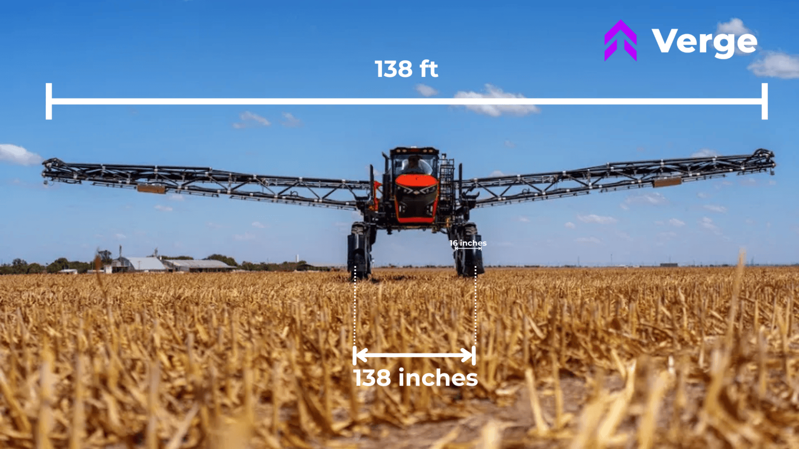 Wide sprayer with extended boom in field