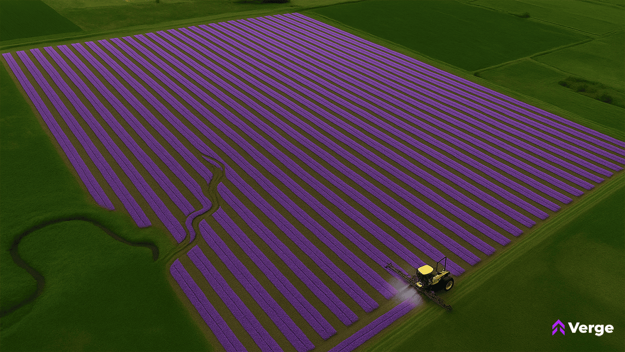 Verge route design showing field path planning