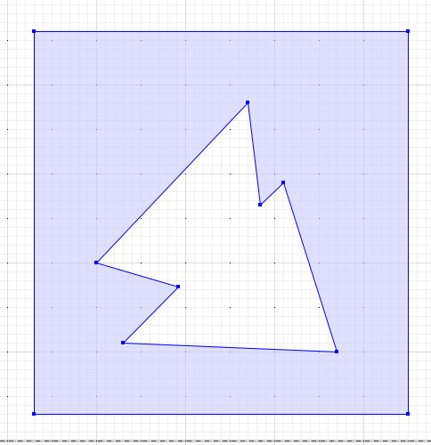 Result geometry: the overlapping holes merged into a single hole inside the boundary