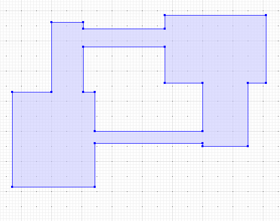 Result geometry: the rectangles merged into one outline enclosing a single hole