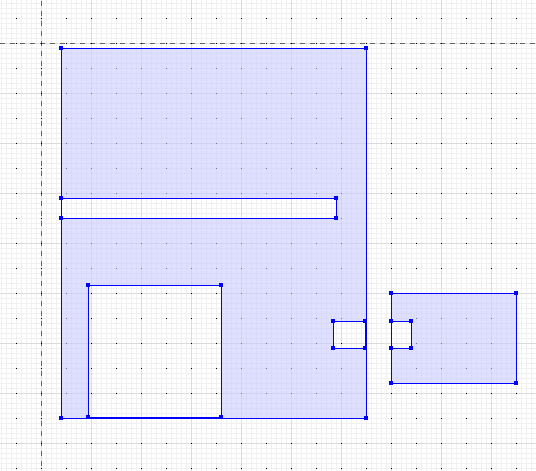 Result geometry: two clean polygons with every hole clipped to fit inside its own outline