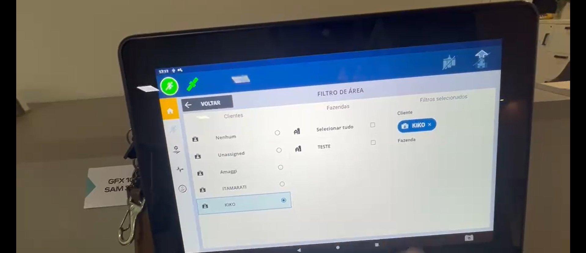 Confirming the farm in the selected filters panel