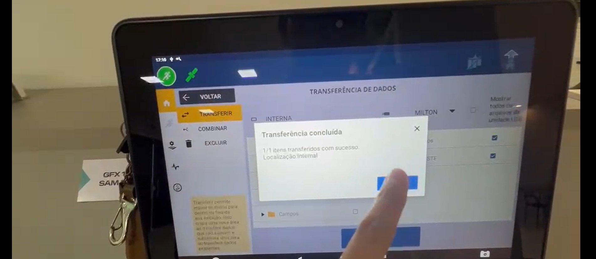 Transfer complete confirmation dialog with the OK button